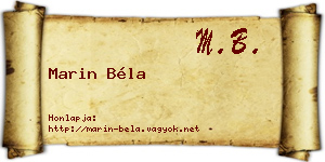 Marin Béla névjegykártya
